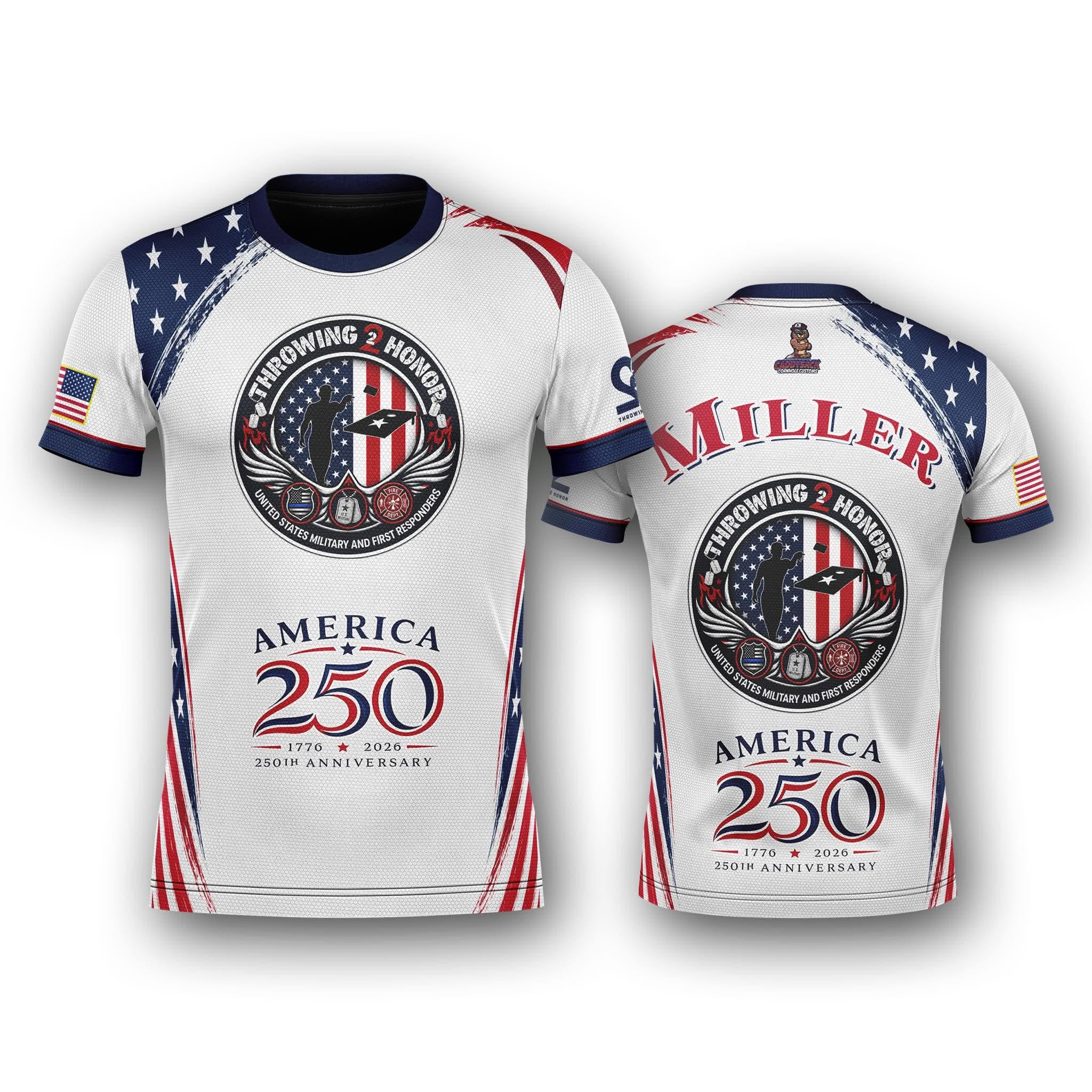 America 250 jersey front and back with custom name example